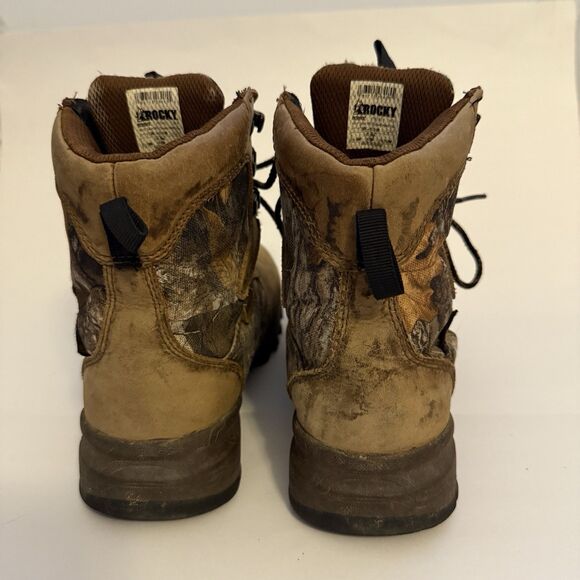 Rocky Youth Outdoor Hunting Boots Size 3M Camo Brown Hiking Thinsulate Insulated - Picture 6 of 10